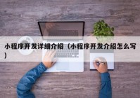 小程序開發(fā)詳細(xì)介紹（小程序開發(fā)介紹怎么寫）
